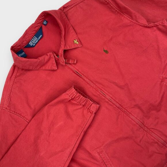 VINTAGE Polo Ralph Lauren Jacket Mens Extra Large Red Bomber Full Zip Canvas - Picture 1 of 16